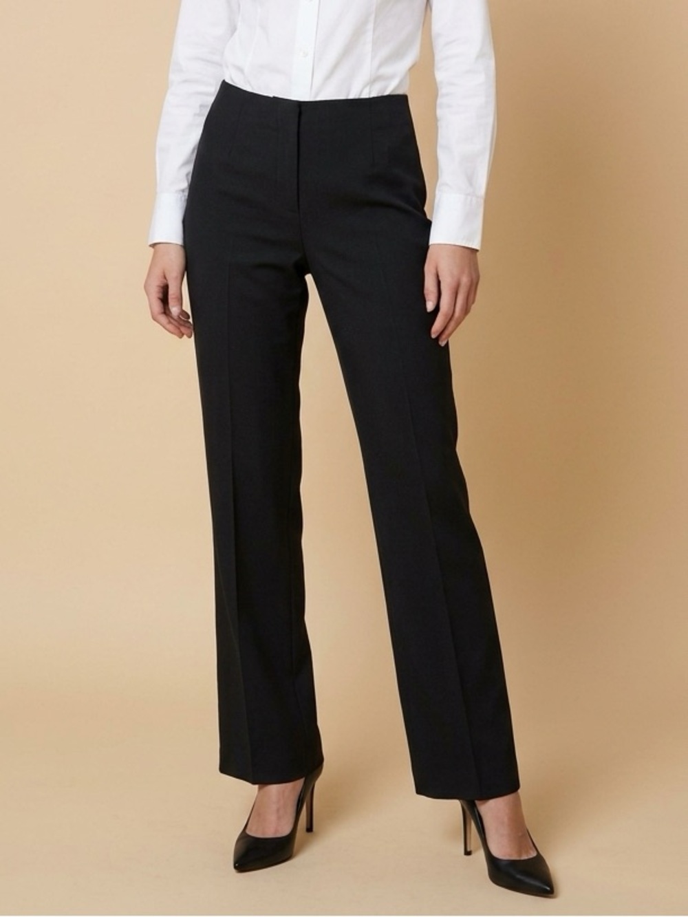 ELLIOTT LAUREN | Black Flat Panel Front Wide Leg Trousers Sz 10